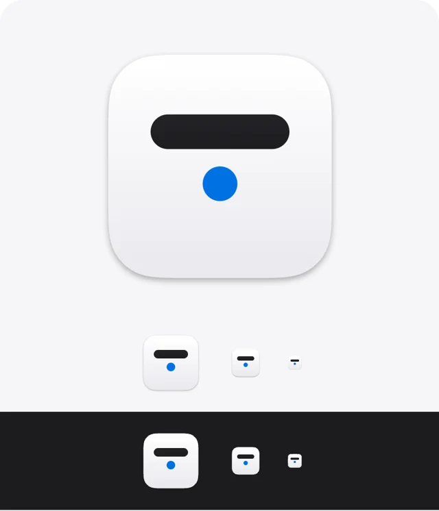 Tilora icon direction, G · Bar and dot, light: The same idea the other way round.